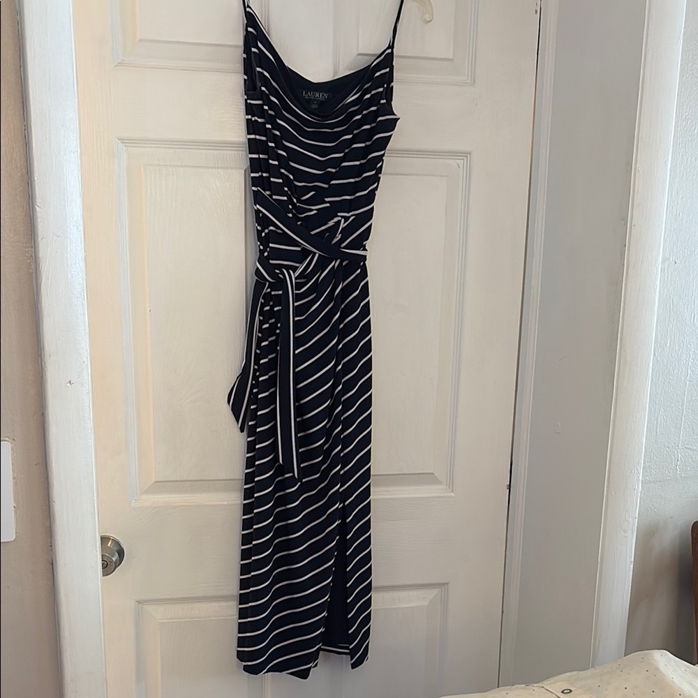 Navy and White Striped Dress